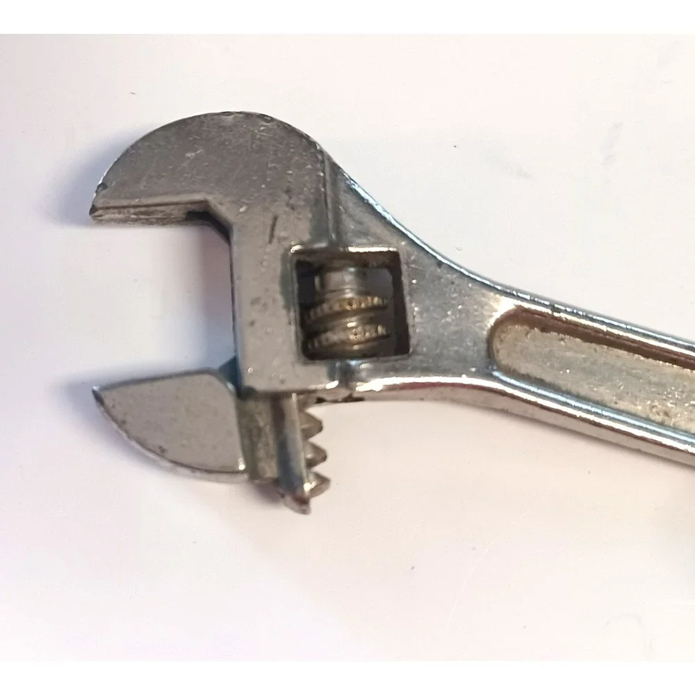 Vintage 1980s Mini Adjustable Crescent Wrench Keychain Keyring Taiwan
